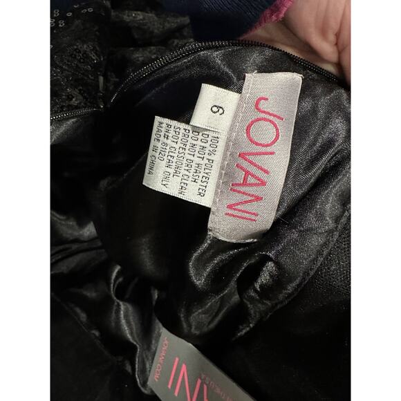 Jovani Embroidered Tiered Ballgown with Slit in black Sz 6 NEW - Picture 7 of 8